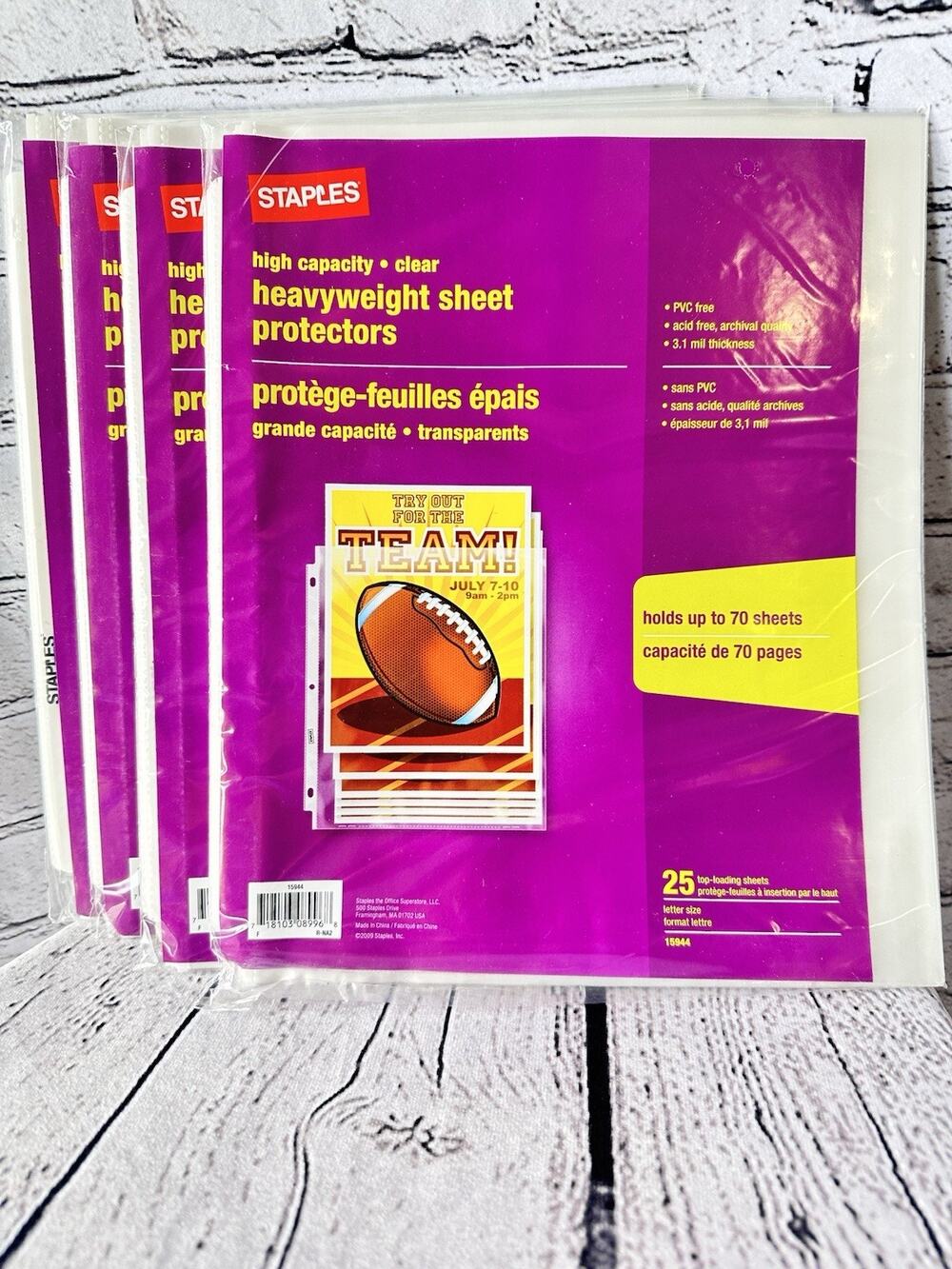 LOT High Capacity Heavyweight Sheet Protectors Staples 15944 Top Loading x 100